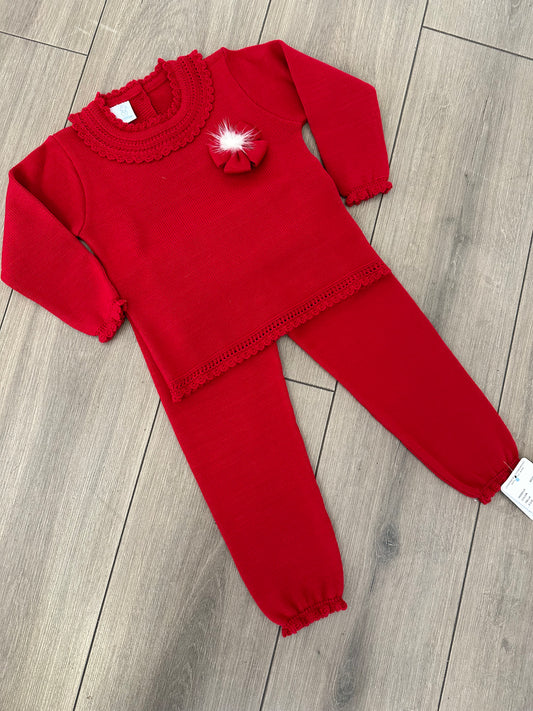 Girls Granlei Red Knitted Tracksuit