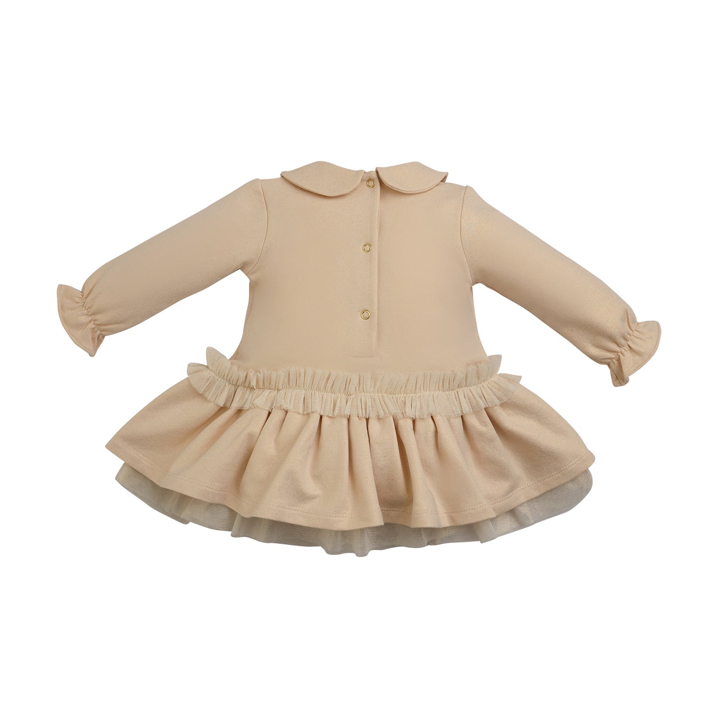Girls Light Gold Sparkly Star Dress with Tulle Details 'FAYE'