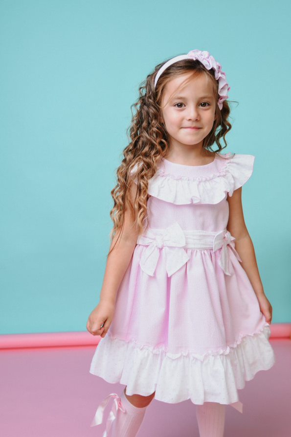 Girls Pink Gingham Backless Dress - littlestarschildrenswear