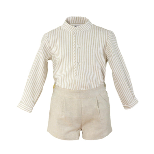 Boys Camel Stripe Short Set - littlestarschildrenswear