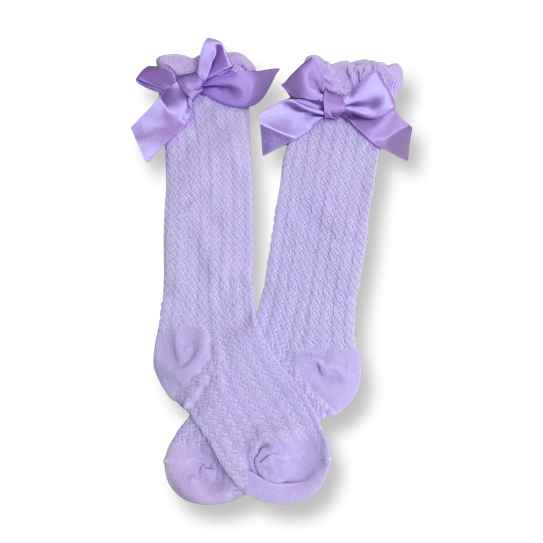 Mesh Long Socks With Bow - littlestarschildrenswear