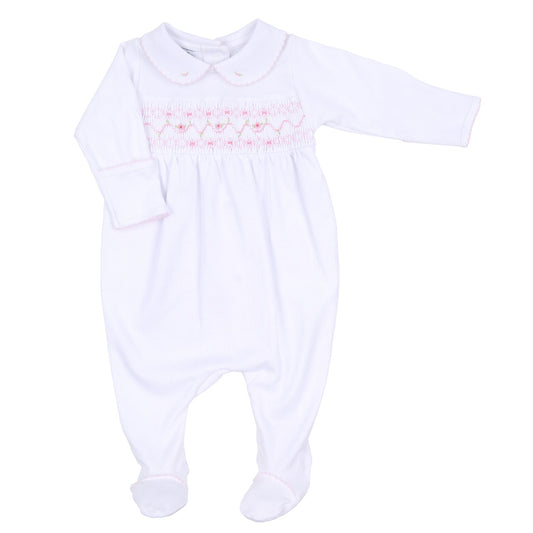 MAGNOLIA BABY Girls Smocked Grow WHITE/ PINK - littlestarschildrenswear